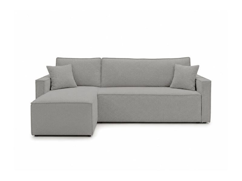 Farah - canapé d'angle reversible convertible 4 places accoudoirs slim en bouclettes texturées - Conforama E