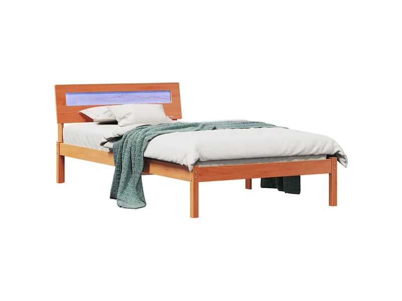  Lit simple- lit adulte -  cadre de lit avec tête de lit brun  90 x 190 cm pin massif  - Conforama B