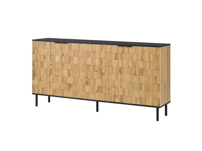  Buffet à 2 portes, meuble de rangement, pieds en métal, pour le salon et le couloir  - Conforama A