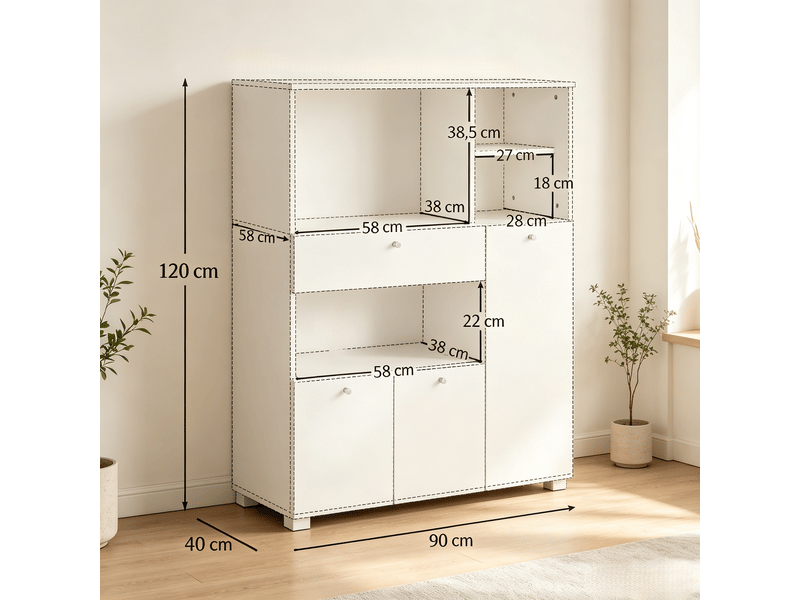  Buffet modèle modern, meuble salon cuisine, étagères ouvertes, tiroir, rangement pratique 1 pièce  - Conforama C