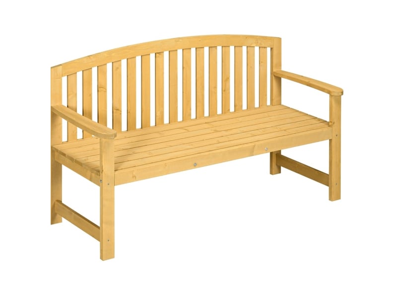 Banc de jardin 2 places 143x51x85 cm – orange – bois de sapin résistant aux intempéries, avec accoudoirs - Conforama A