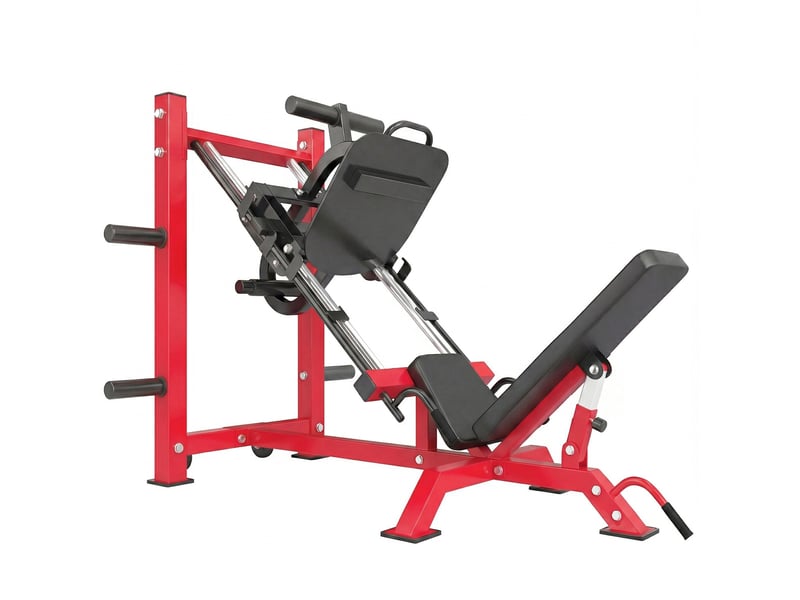  Presse à cuisses professionnelle machine musculation jambes et hack squat 455kg appareil réglable 185x120x140cm rouge  - Conforama B
