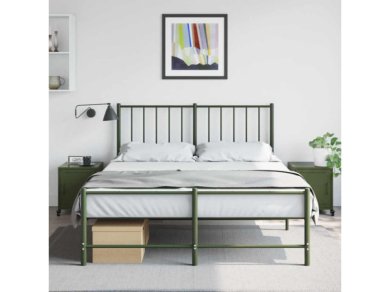  Lot de 2 tables de chevet - cabinet de chevet - table de nuit vert olive 36x39x43,5 cm acier  - Conforama B