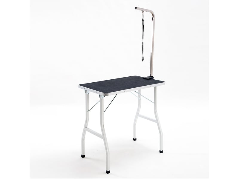  Plateforme pliable réglable 90 x 60 x 76 cm noir et blanc en acier avec bras de maintien  - Conforama D