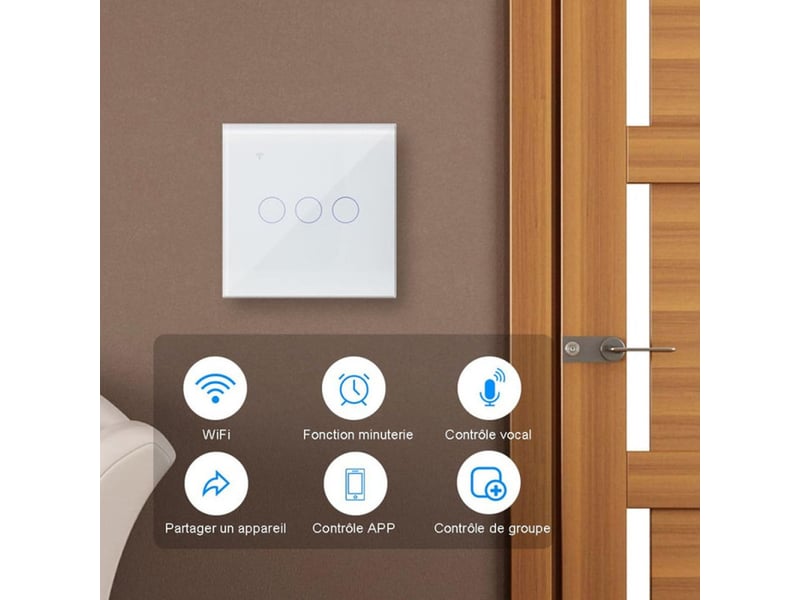  Interrupteur wi-fi intelligent 3 voies tactile capacitif encastré blanc 300 w par voie 365276_AAANN40652_6_DROPFR - Conforama B