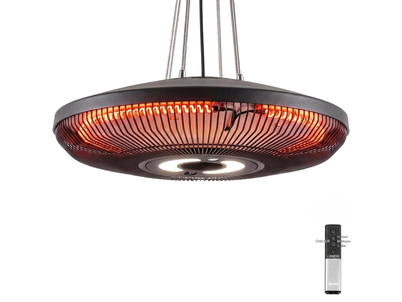  Chauffage infrarouge suspendu 2000w avec éclairage led et télécommande  - Conforama A