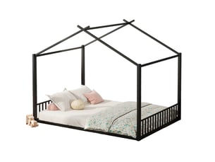 Lit cabane 140x200 cm <strong>MAISENTIEL</strong>  <strong></strong> coloris noir