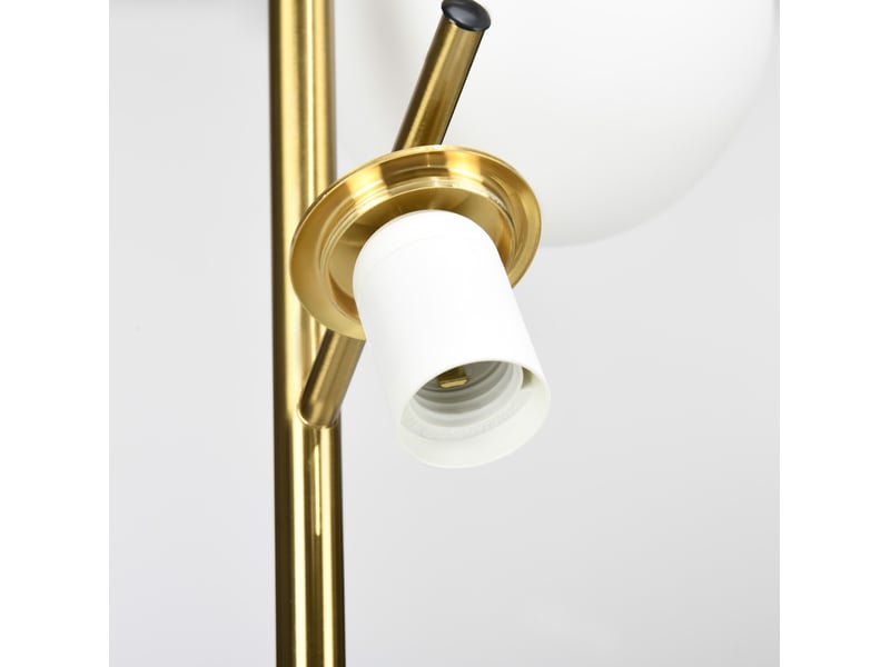  Lampadaire ø27 x 169 cm en fer avec 3 abat-jour en verre et interrupteur au pied doré chicfurn  - Conforama E
