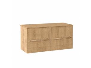 Meuble sous vasque suspendu avec plan 4t novo l.120 cm effet chêne hikora
