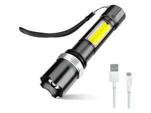 1 pièce lampe de poche led rechargeable zoom longue durée lampe de poche en aluminium 3 modes étanche [classe énergétique a+]-