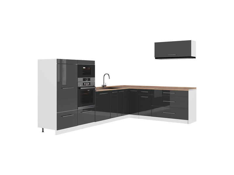  Vicco cuisine en angle, anthracite haute brillanceblanc, 327x60cm, pt marbre  - Conforama A