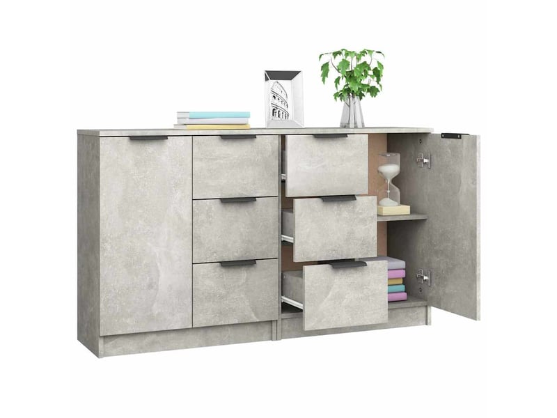  Buffets 2 pcs - bahut - meuble de rangement gris béton 60x30x70 cm bois d'ingénierie  - Conforama D