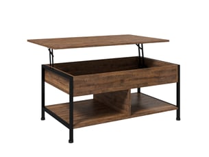 Table basse relevable avec rangement et 2 niches marron rustique noir 100 x 60 x 46 cm