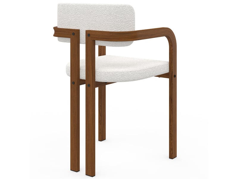  Lot de 4 chaises de salle à manger, fauteuils de table esma en métal effet noyer et tissu bouclette avec accoudoirs  - Conforama D