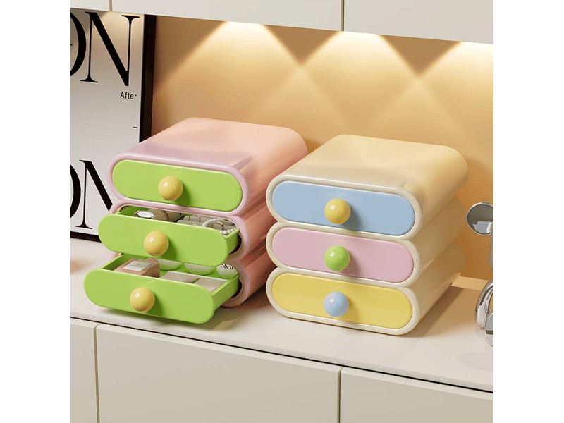  Boîte de rangement pastel non toxique avec tiroir - pour vanité, bureau ou salle de bain  - Conforama C