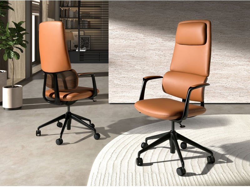  Chaise de bureau pivotante en similicuir marron 4261 - Conforama R