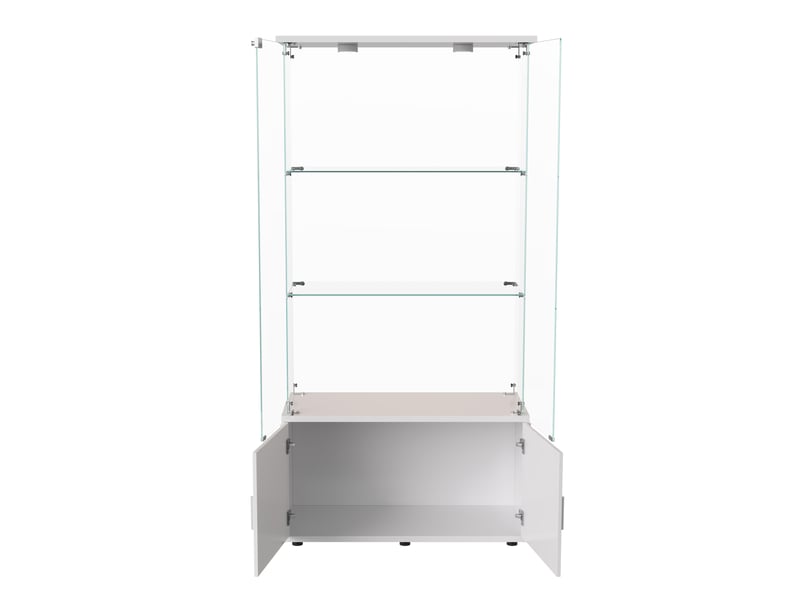Vitrine led avec 4 portes et 3 étages, vitrine figurine avec cadre blanc, vitrine en verre pour chambre, salon, salle à manger, 78.5x35x164cm - Conforama W