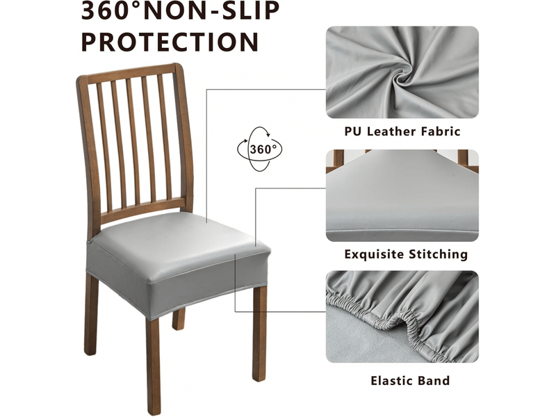  Lot de 4 housses de siège de chaise imperméables, housses de chaise en cuir pu, amovibles et lavables, gris  - Conforama B