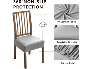 Lot de 4 housses de siège de chaise imperméables, housses de chaise en cuir pu, amovibles et lavables, gris