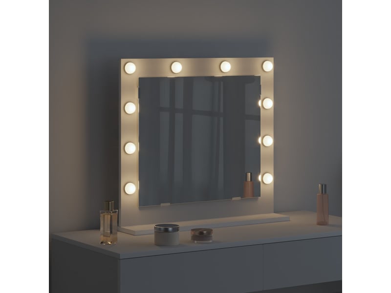  Miroir de vanité, miroir de coiffeuse blanc 60 x 55 x 18 cm verre et bois composite cf62738  - Conforama C