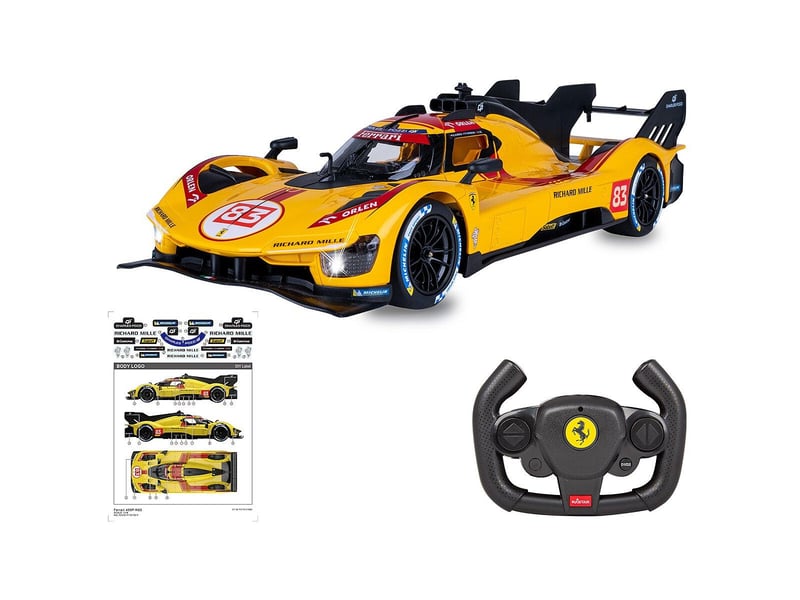  Voiture télécommandée ferrari 499p-n83 1:14 jaune 2,4ghz porte manuelle 402262 - Conforama D