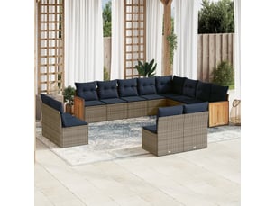 Vidaxl ensemble de canapé de jardin 12 pcs avec coussins gris résine tressée