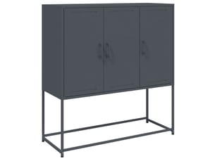 Buffet haut - bahut - meuble de rangement anthracite 100,5x39x107 cm acier