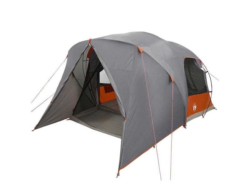  Tente de camping, tente dôme 6-personnes 6 personne gris et orange  - Conforama A