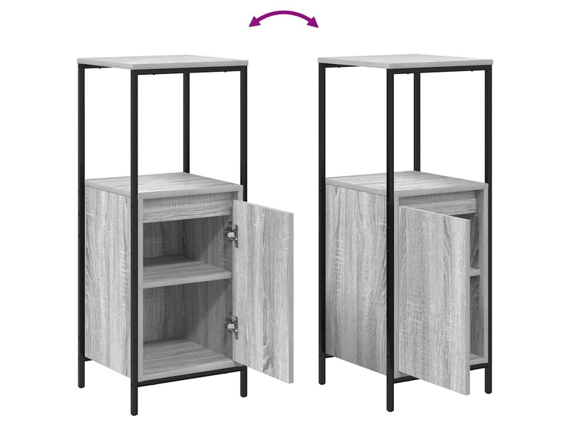  Ensemble de mobilier de salle de bain 5 pc gris sonoma et noir cf64565  - Conforama E