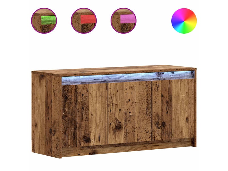  Meuble tv - banc tv - meuble de rangement 100 x 34 x 50 cm bois ancien bois d'ingénierie  - Conforama A