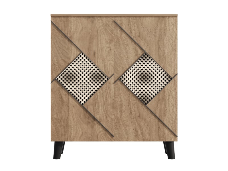  Meuble à chaussures compact 80x32x91 cm, idéal pour petits espaces, armoire de couloir avec portes battantes et compartiments de rangement multiples, finition bois naturel  - Conforama A