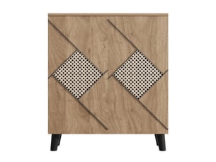 Meuble à chaussures compact 80x32x91 cm, idéal pour petits espaces, armoire de couloir avec portes battantes et compartiments de rangement multiples, finition bois naturel