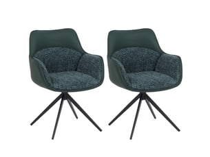 Lot de 2 chaises de salle à manger hwc-r23, chaise de cuisine pivotante, en similicuir et tissu chenille (410 gm²) - vert