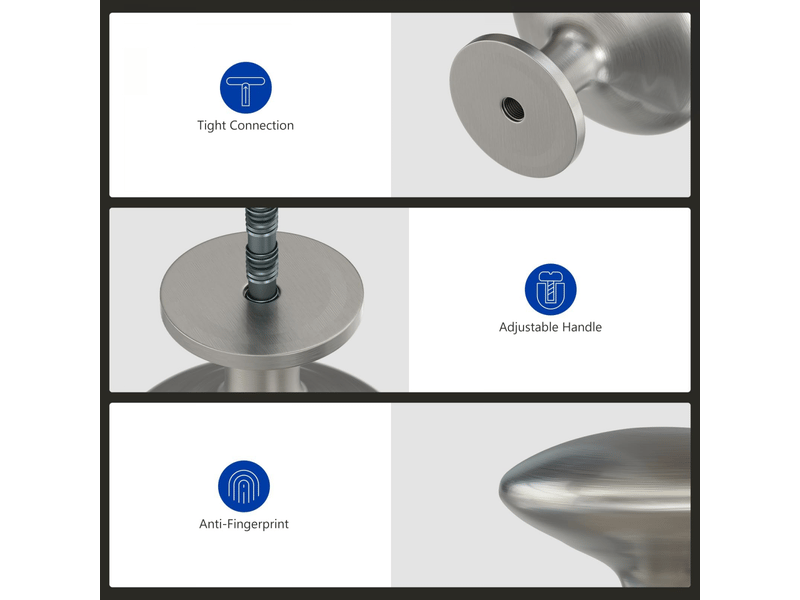  10 boutons pour meubles en nickel brossé, boutons ronds pour meubles, poignées pour meubles.  - Conforama C