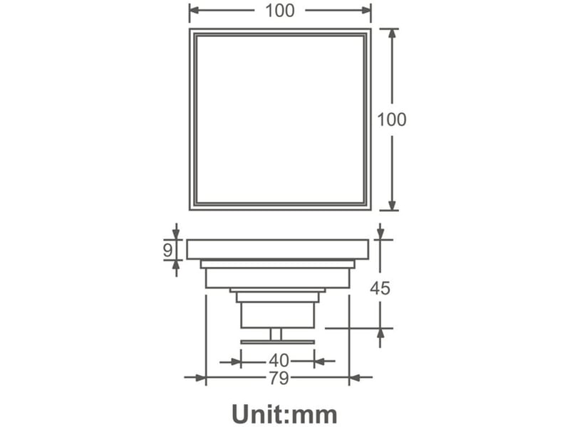  Siphon de sol pour salle de bain, extérieur et balcon, modèle épais 100×100mm, anti-blocage, anti-insectes et anti-odeurs  - Conforama C