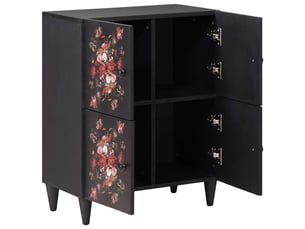 Armoire de rangement avec porte 60 x 33,5 x 75 cm motif floral moderne élégant en bois de mangue massif multicolore 02_0057866