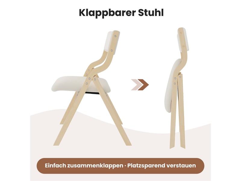  Lot de 6 chaises de salle à manger pliantes,55x49x81 cm,avec structure en bois,lin,beige  - Conforama D