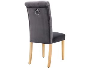 Chaises de salle à manger lot de 4 avec dossier capitonné et anneau chromé, pieds en chêne, velours gris