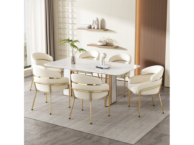  Chaise de salle à manger en velours beige avec 4 pieds en métal - design léger et moderne 4071298113846 - Conforama C