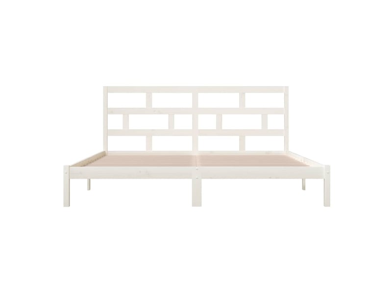  Lit double- lit adulte -  cadre de lit sans matelas blanc bois de pin massif 200x200 cm  - Conforama D