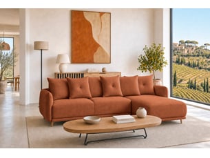 Canapé d'angle réversible convertible CASANOVA 3 places Tissu marron avec coffre de rangement