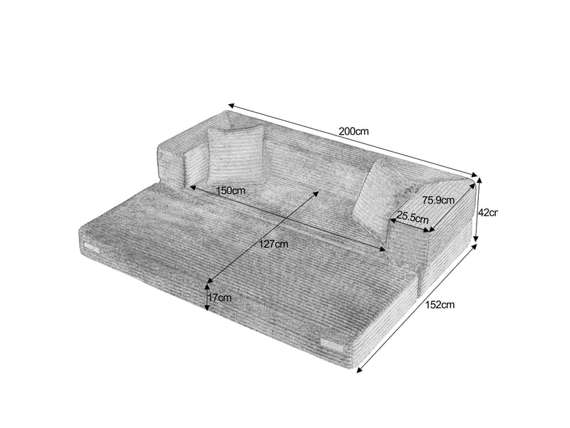 Canapé 3 places 200 x 76 x 60 cm – blanc – convertible en lit pour appartement - Conforama C