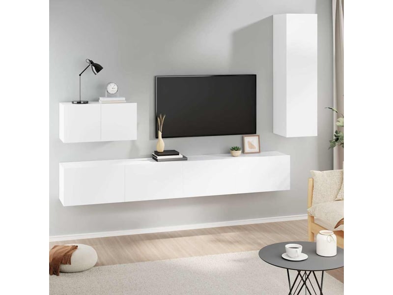  Ensemble de meubles tv 4 pcs blanc bois d'ingénierie shl48018  - Conforama B