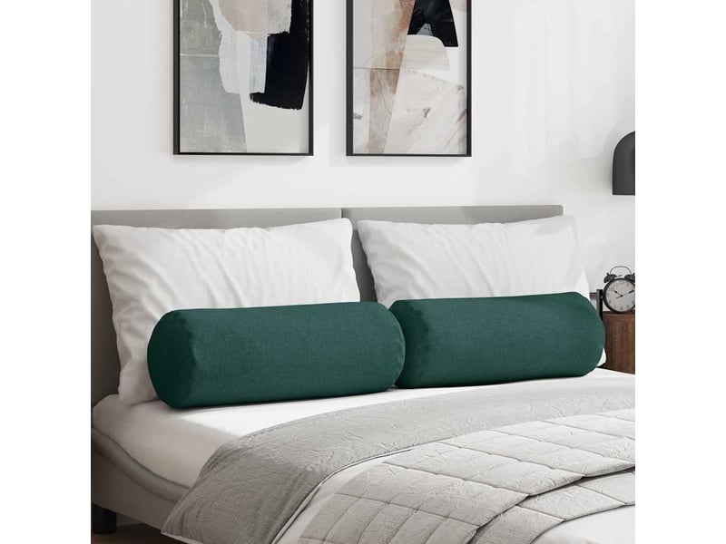  Lot de 2 coussins d'accent, coussins décoratifs, coussins lombaires tissu vert foncé ø 25 x 70 cm cf56713  - Conforama B