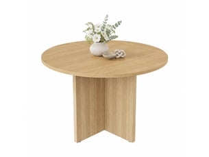 Table à manger ronde ulevr 120 cm pour 4 à 6 personnes, design classique, style scandinave minimaliste, mdf, couleur chêne