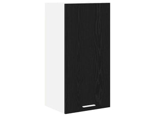 Meuble de rangement cuisine, armoire suspendue chêne noir et blanc 40x31x80cm