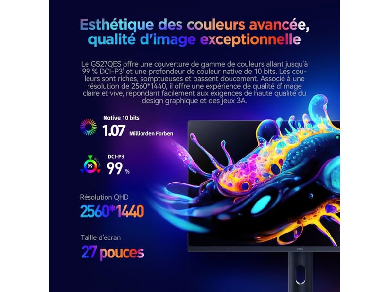  Ecran gamer oled 27 gs27qes qd-oled qhd 2560x1440 360hz 0,03 ms hdr true black 400 MG27P17QS7 - Conforama E