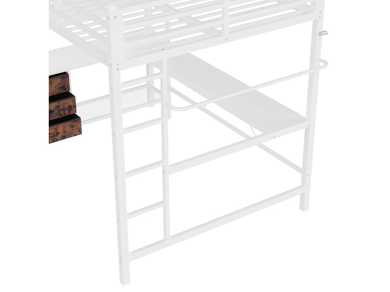 Lit mezzanine 140x200 cm avec led, bureau et tiroirs, mdf, blanc, sans matelas - Conforama E