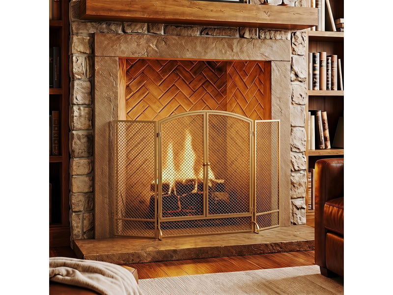  Pare-étincelles de cheminée, pare-étincelles en 3 parties avec double porte 122x75cm  - Conforama D