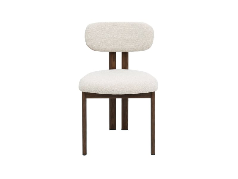  Lot de 2 chaises en tissu texturé écru pieds en métal marron leona A3123-ECR-MARR - Conforama E
